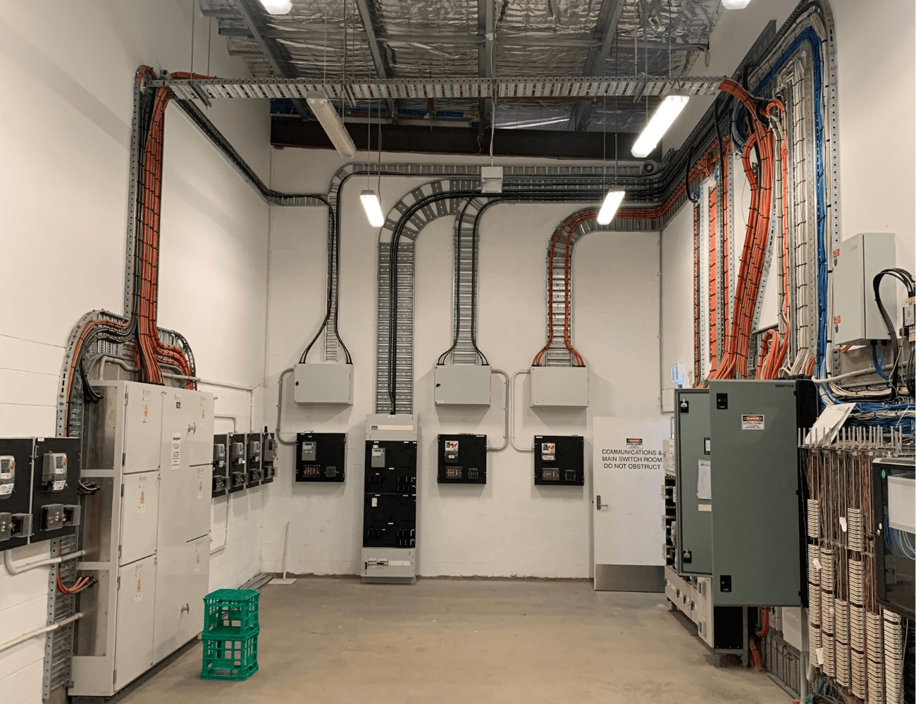 Professional electrical switchroom and communications infrastructure